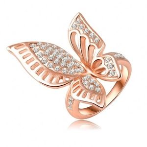 Gold Crystal Butterfly ring - Size 9